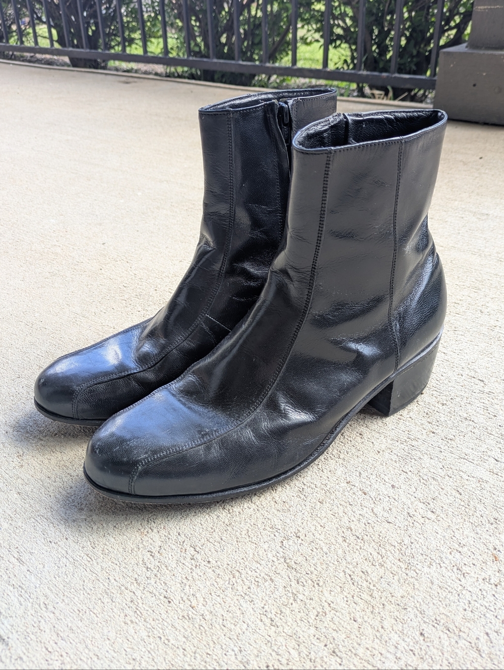 Vintage Florsheim Duke Bike Toe Leather Zip Up Boots